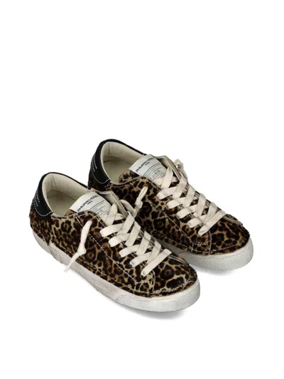 Philippe Model Stitched Leopard Print Low-top Sneakers Slip-on In Black