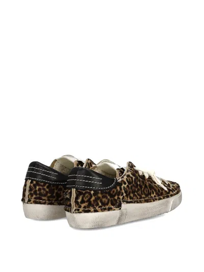 Philippe Model Stitched Leopard Print Low-top Sneakers Slip-on In Black
