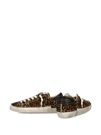Philippe Model Stitched Leopard Print Low-top Sneakers Slip-on In Black