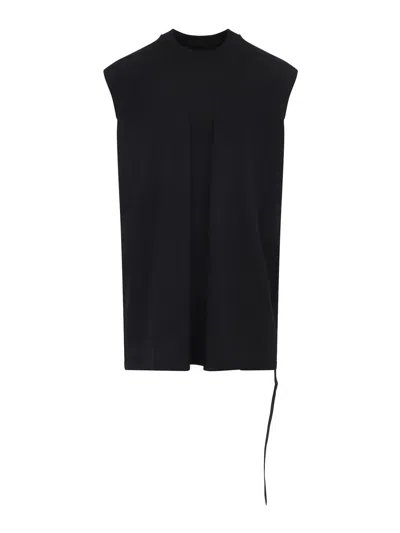 Rick Owens Mens Black Round-neck Rib-knit Wool Tank Top In Black