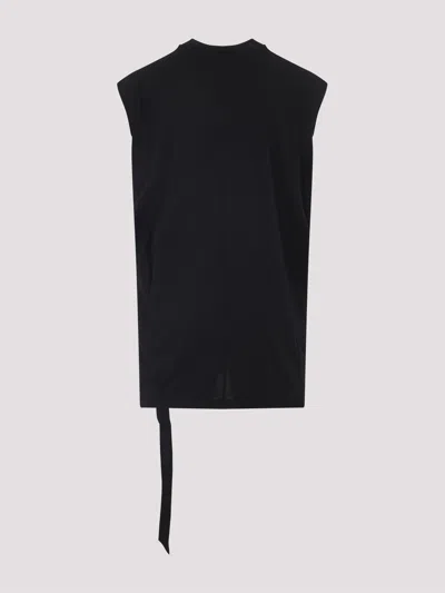 Rick Owens Mens Black Round-neck Rib-knit Wool Tank Top In Black
