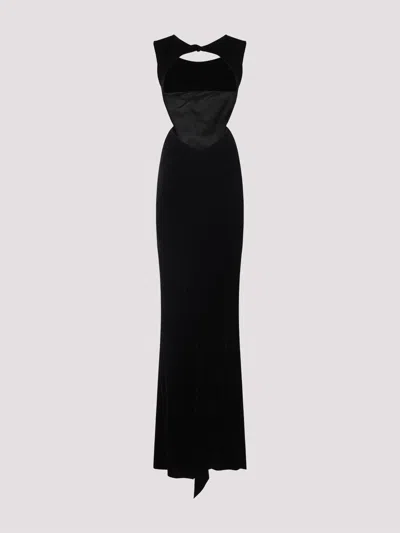 Rick Owens Open Back Gown Dress In Black