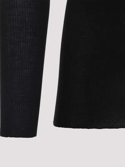 Rick Owens Black Wool Ribbed Round Neck Pullover In Blue