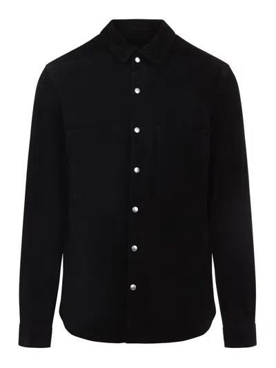 Rick Owens Black Wool Flannel Shirt In Black