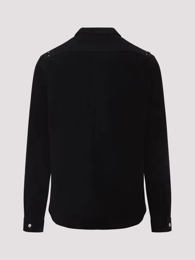 Rick Owens Black Wool Flannel Shirt In Black