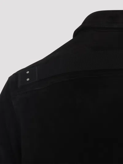 Rick Owens Black Wool Flannel Shirt In Black