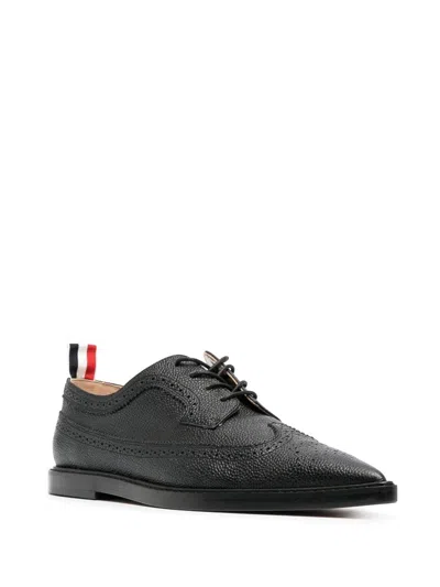 Thom Browne Pointed-toe Leather Brogues, Black In Black
