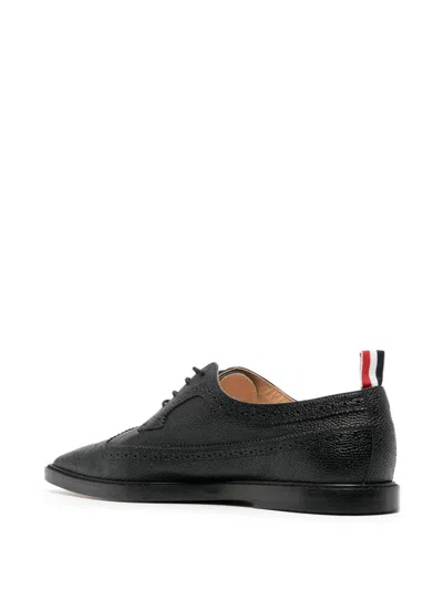 Thom Browne Pointed-toe Leather Brogues, Black In Black