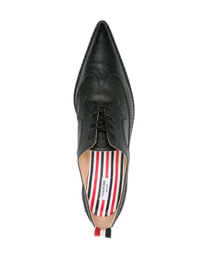 Thom Browne Pointed-toe Leather Brogues, Black In Black