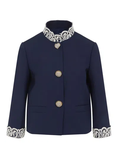 Valentino Virgin Wool Jacket In Blue