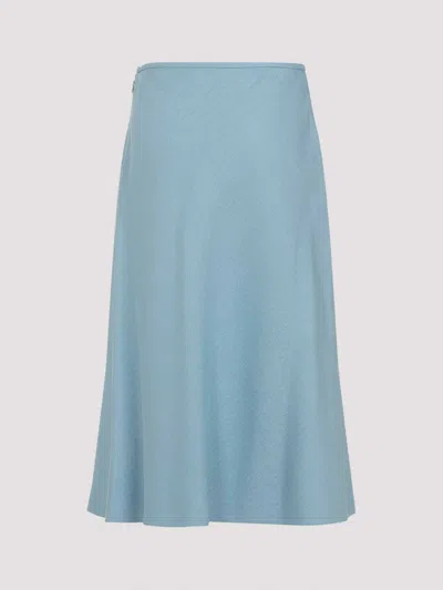 Valentino V Logo Solid Viscose Skirt In Blue