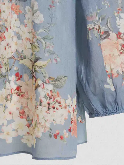 Zimmermann Cascadian Billowed Ramie Shirt In Blue