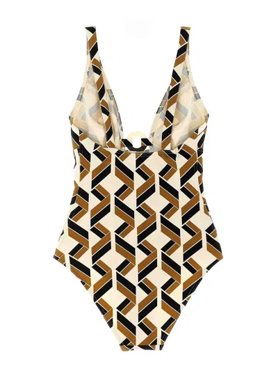 Eres 'party' Geometric Cut-out Swimsuit With Deep V-neck In Multi