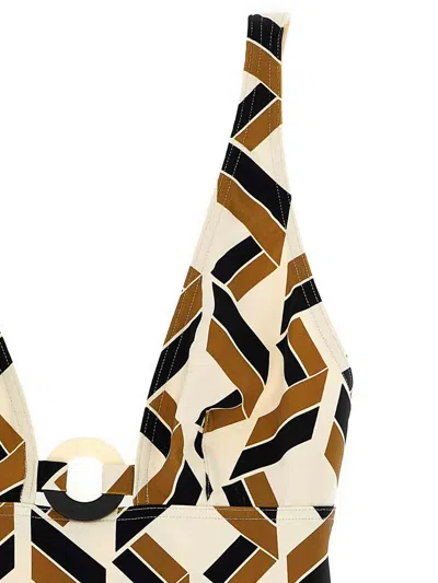 Eres 'party' Geometric Cut-out Swimsuit With Deep V-neck In Multi