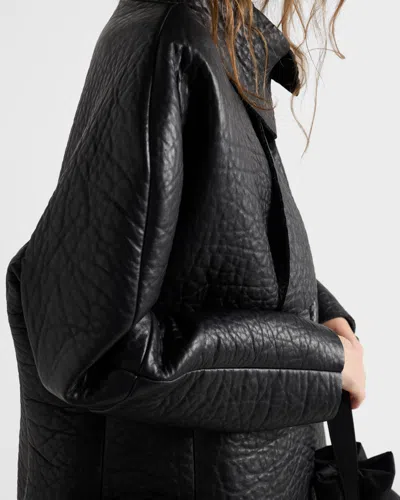 Prada Nappa Leather Jacket With Scarf Collar In Black