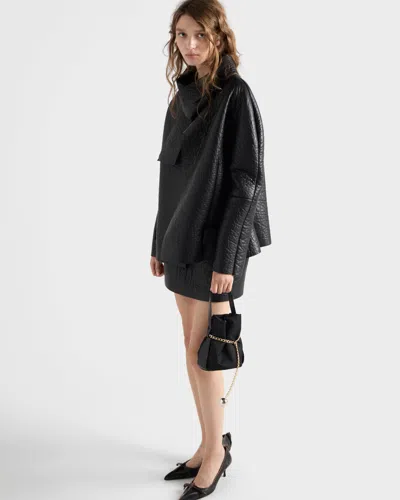 Prada Nappa Leather Jacket With Scarf Collar In Black