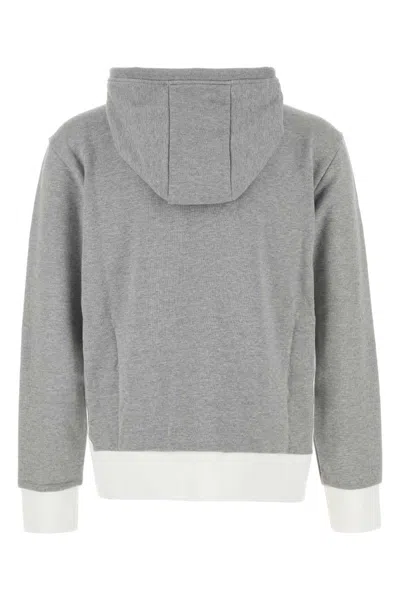 Thom Browne Zip Hoodie Tricolor Detail In Gray