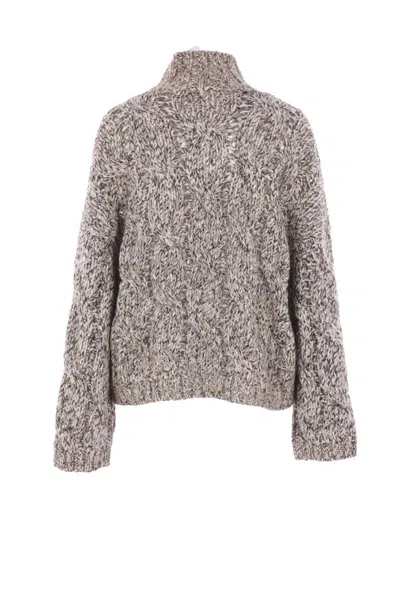 Brunello Cucinelli Wool And Cashmere Turtleneck Sweater With Sequins In Neutral