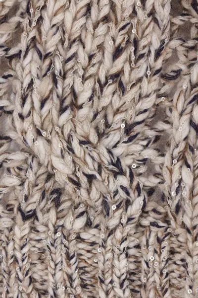 Brunello Cucinelli Wool And Cashmere Turtleneck Sweater With Sequins In Neutral