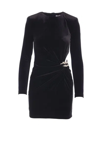 Self-portrait Twisted Waist Dress With Gold Detail In Black