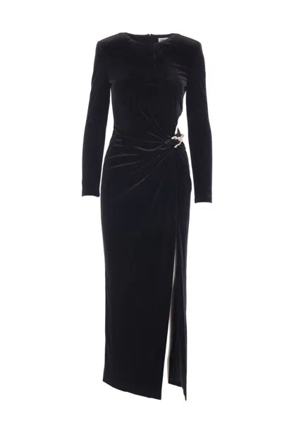 Self-portrait Black Velvet Embellished Midi Dress Clothing In Black