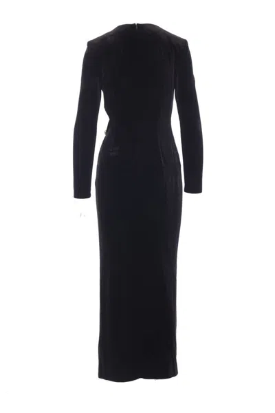 Self-portrait Black Velvet Embellished Midi Dress Clothing In Black