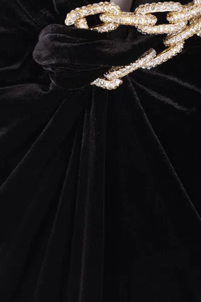 Self-portrait Black Velvet Embellished Midi Dress Clothing In Black