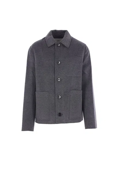 Ami Alexandre Mattiussi Grey Jacket With Classic Lapels And Button Closure In Wool Man In Gray