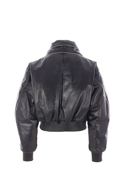 Givenchy Black Leather Bomber Jacket In Black