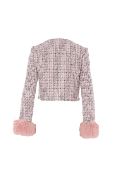 Self-portrait Crystal-embellished Tweed Jacket In Pink