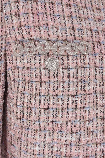 Self-portrait Crystal-embellished Tweed Jacket In Pink
