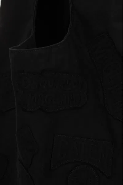 Dsquared2 Black Canvas Tote With Patches Men In Black