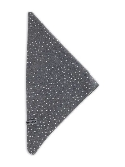Pinko Svizzera Wool Scarf With Rhinestones In Black
