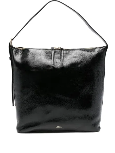 Apc Zip-fastening Leather Shoulder Bag In Black