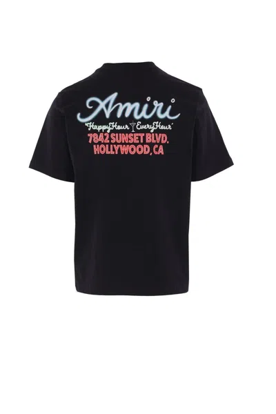 Amiri Mens Neon Lights Graphic-print Cotton T-shirt Black Xl In Black