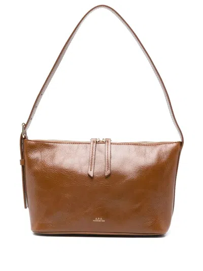 Apc Leather Buckle-detail Tote Bag In Brown