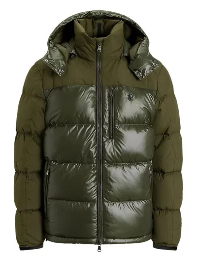 Polo Ralph Lauren Quilted Hooded Coat Chest Pocket In Green
