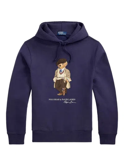 Polo Ralph Lauren Hooded Sweatshirt With Graphic Print And Pocket In Blue