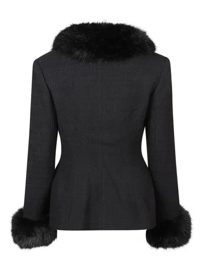 Self-portrait Black Tailored Boucle Fur Jacket Clothing In Black