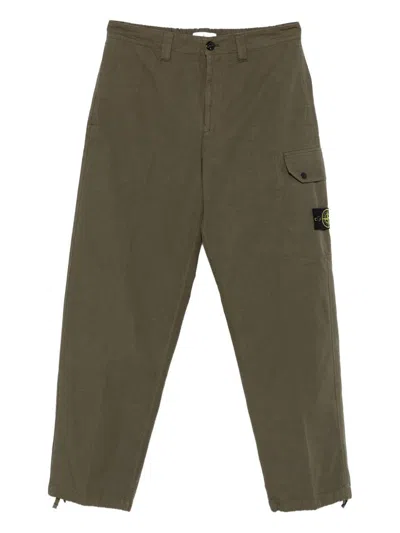 Stone Island Cargo-pocket Cotton Trousers In Green