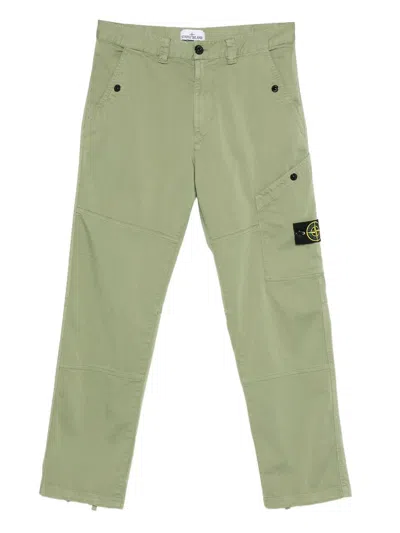 Stone Island Logo-patch Panelled Trousers In Green
