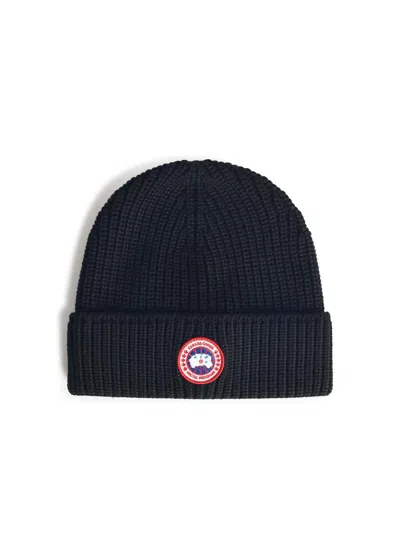 Canada Goose Ribbed Knit Toque With Folded Cuff In Black