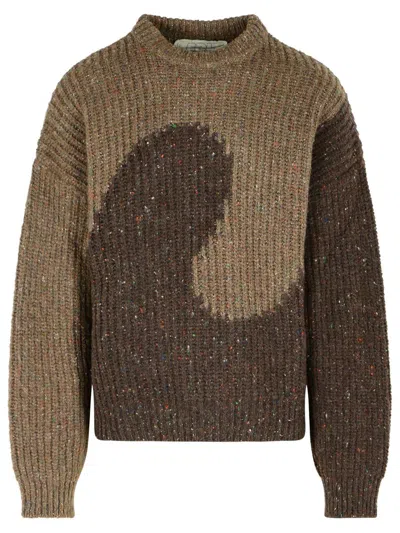 Erl Gender Inclusive Swirl Wool Blend Sweater In Brown