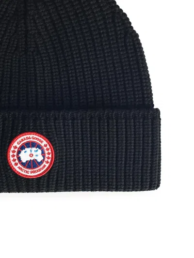 Canada Goose Ribbed Knit Toque With Folded Cuff In Black