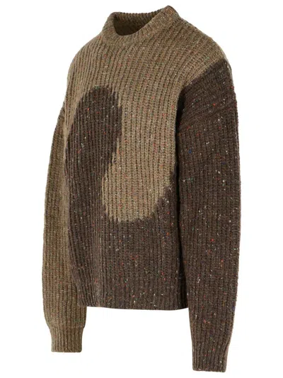 Erl Gender Inclusive Swirl Wool Blend Sweater In Brown