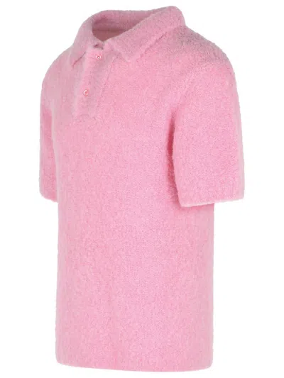 Erl Gender Inclusive Alpaca Blend Polo Sweater In Pink