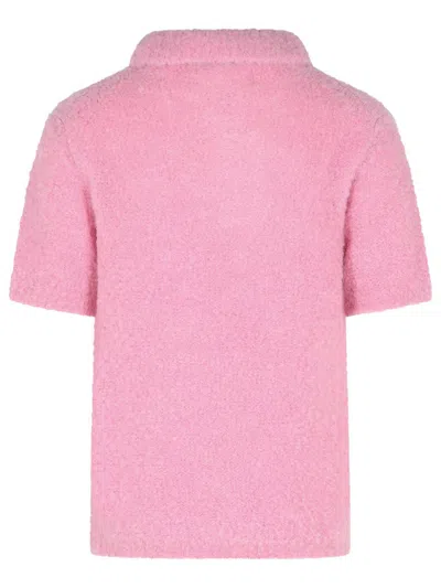 Erl Gender Inclusive Alpaca Blend Polo Sweater In Pink