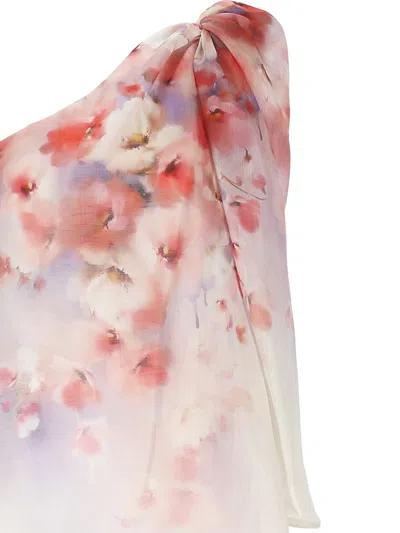 Zimmermann Crush Asymmetrical Mini Dress In Pink