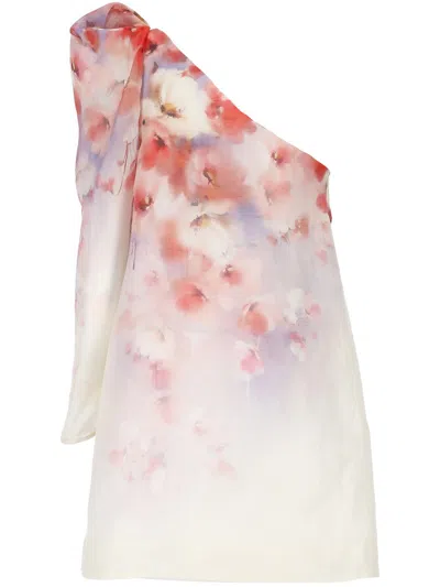 Zimmermann Crush Asymmetrical Mini Dress In Pink