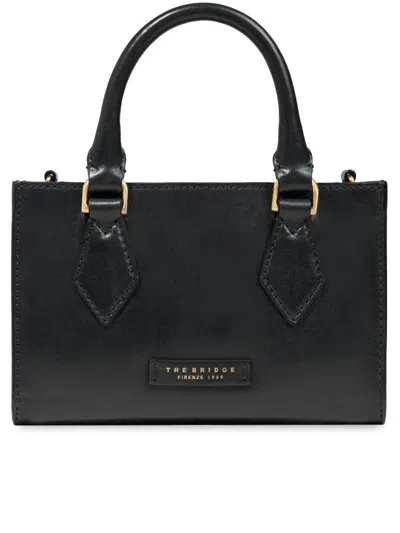 The Bridge Diamond-detail Leather Top-handle Tote Bag In Black